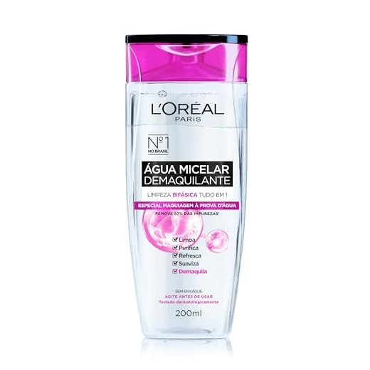 Água Micelar Bifásica L'Oréal Paris Solução de Limpeza 5 em 1, 200ml