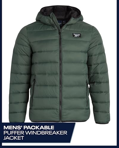 Image of Reebok Mens Puffer Jacket - Lightweight Quilted Glacier Shield Plus Size Puffer Jackets for Men - Insulated Mens Winter Coats