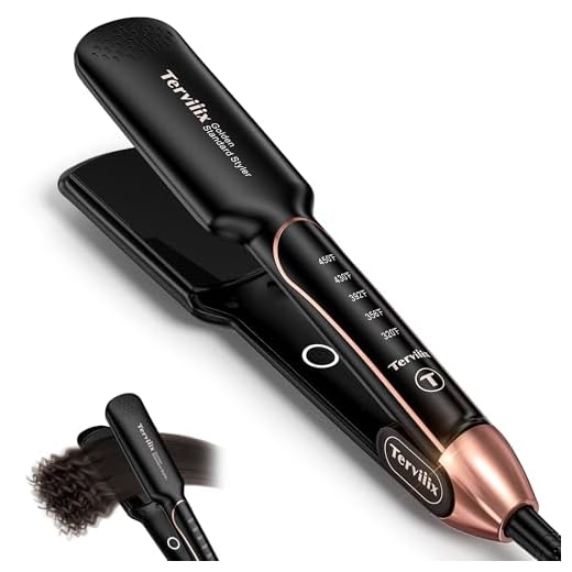 Flat Iron Hair Straightener by Terviiix - Ceramic & Tourmaline for Smooth, One-Swipe Results, Salon-Grade Wide 1-3/4 Inch Straightening Iron Gently Straightens Thick, Curly, Black & Natural Hair