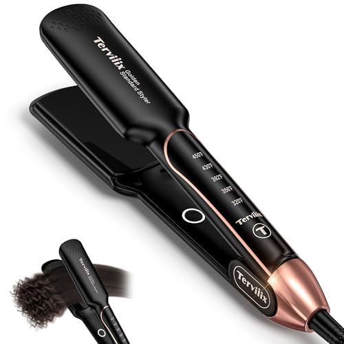 Flat Iron Hair Straightener by Terviiix - Ceramic & Tourmaline for Smooth, One-Swipe Results,...