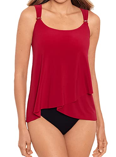 Miraclesuit Women's Swimsuit Razzle Dazzle Underwire Bra Tankini Bathing Suit Top, Grenadine, 14 #TOP1