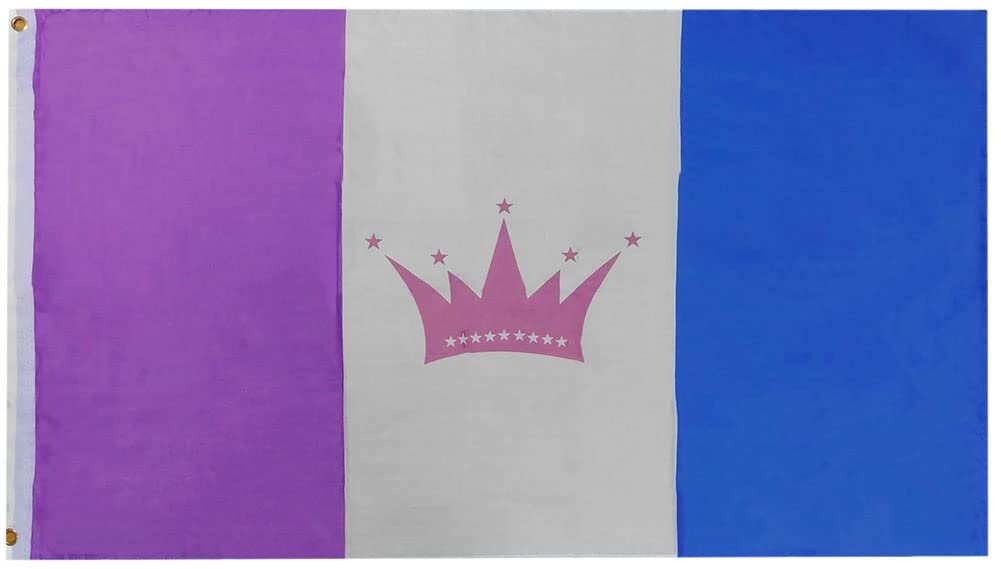 Trade WindsDrag Queen Crown Purple White Blue Premium Quality Fade Resistant 3x5 3'x5' 68D Woven Poly Nylon Flag Banner, Multi