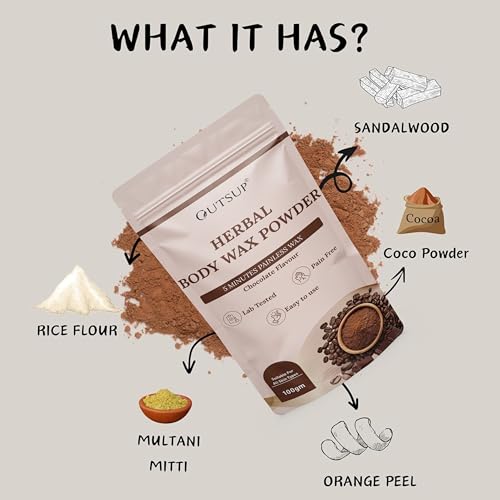 Image of OUTSUP Wax Powder for Hair Removal for Women & Men | Painless Hair Removal with No harmful chemicals, Irritation, Skin Rashes | Chocolate Flavour | Not for Face- 100gm