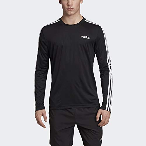 adidas Designed 2 Move 3-Stripes Long Sleeve Tee, Black, Medium