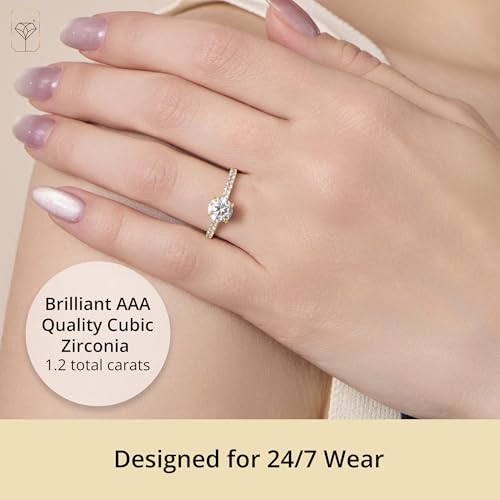 MAX + STONE 1.2 Carat Cubic Zirconia Engagement or Anniversary Eternity Ring for Women in 10k White or Yellow Gold (1.2 ct.tw) Size 4.5 to 93