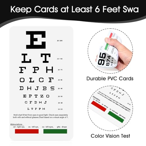 Image of Pocket Eye Chart - Snellen & Rosenbaum Chart for Eye Exams | 6.5x3.5 Inches Handheld Plastic Low Vision Card (2 in 1)