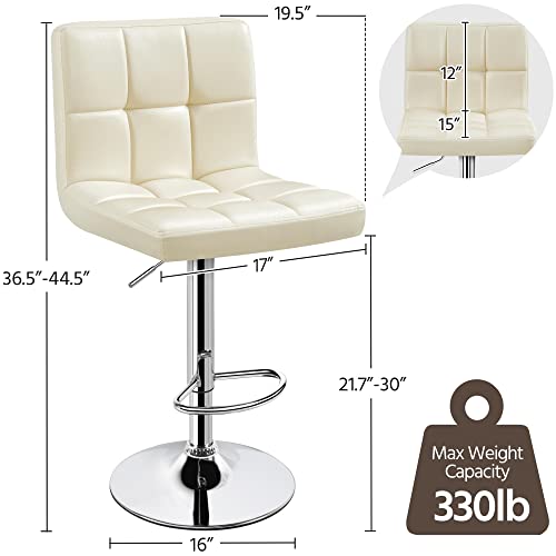 Yaheetech Bar Stools - Modern Adjustable Kitchen Island Chairs Counter Height Barstools Swivel Pu Leather Chair 30 Inches,X-Large Base And Seat, 2Pcs Beige #TOP2