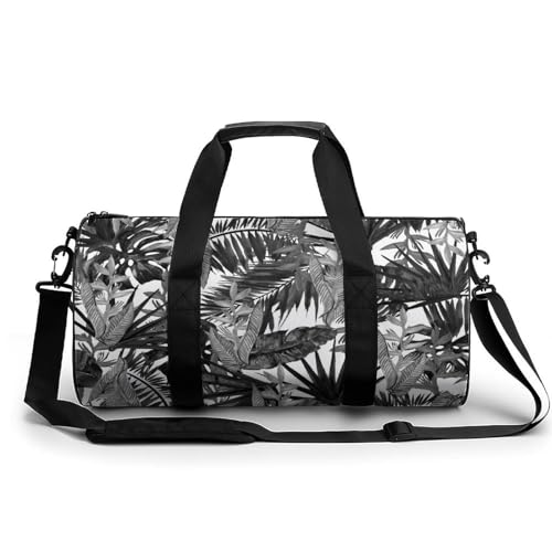 Sac de sport feuille tropicale noire contre le désordre en voyage