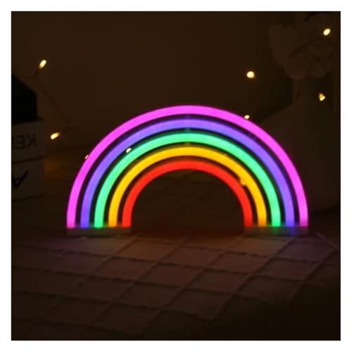 Image of LEMST Signs Lamp Rainbow Shaped Neon Signs Light for Girls Bedroom Shop Hanging Wall Decoration 30cmх19.5cm