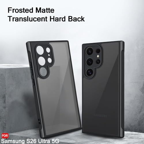 Image of TheGiftKart for Samsung S26 Ultra Case, Matte Frosted Hard Back Cover, Hybrid Shockproof Galaxy S26 Ultra Back Cover (PC & TPU, Translucent Black)
