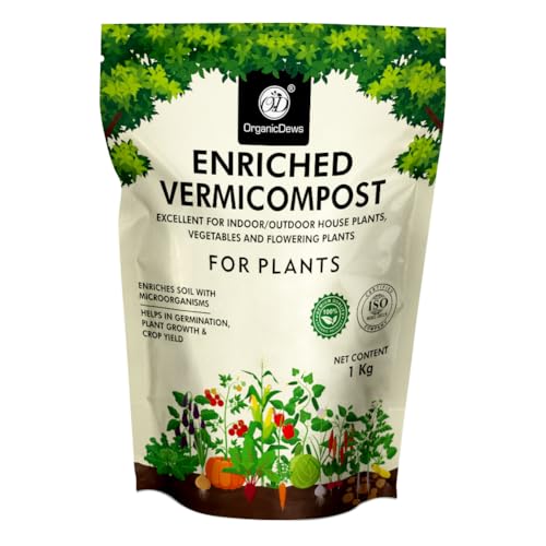 Image of OrganicDews Enriched Vermicompost (1 Kg) - Enriched & Fortified with Cow Dung and Bio Fertilizers - For Terrace Gardening, Vegetable /Flower Plants 1 Kg