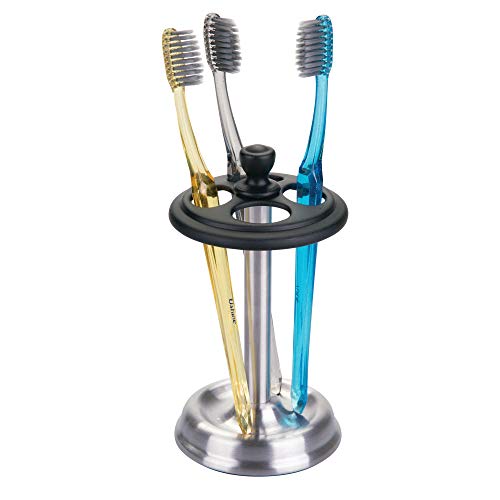 iDesign York Stainless Steel Divided Toothbrush Stand - 3.25" x 3.25" x 5.75", Matte Black/Brushed (76269) by iDesign - Image 3