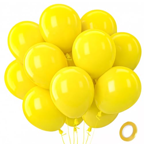 QIFU Ballons Jaune - 100 Pièces Ballons Anniversaire Jaune Mat, Ballon de Baudruche Jaunes, Ballon Hélium pour Decoration Anniversaire Femmes Filles Enfants...
