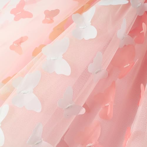 Princess Girls Tutu Skirt with 3D Butterfly 4-Layer Tulle Party Dress for Toddler Birthday Gift for Kids 4-12 Years3
