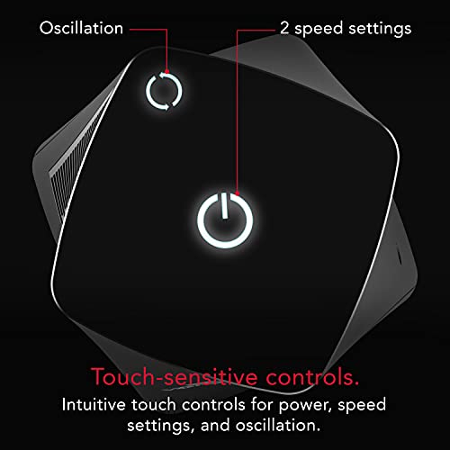 Vornado Helix2 Personal Tower Fan With 2 Speed Settings, Illuminated Touch Controls, 70-Degrees Of Oscillation, Small Footprint, Black #TOP2