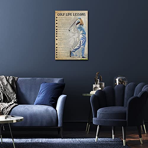 Autlry Vintage Golf Poster Quotes Wall Art Motivational Canvas Inspirational Pictures Print Art Education Golf Painting Decoration For Guys Christmas Gift Unframed 16X24 Inch(40X60Cm) #TOP4