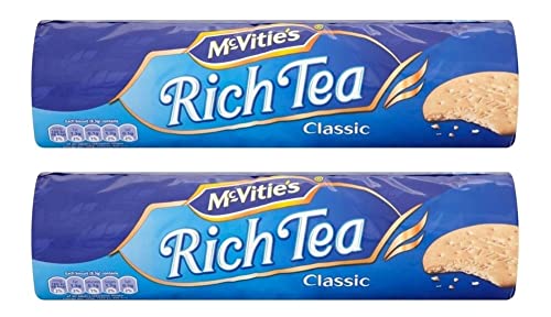 McVitie's Rich Tea Biscuits - (2 Pack) | England's Favourite Best Of British Packed For Zuvo Crunchy and Soft, Healthiest and Lowest Calorie Diabetic-Friendly, Protective Packaging - 300g
