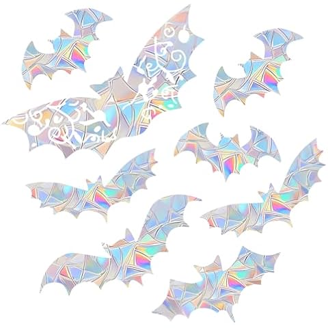 15PCS Halloween Bat Decoration Stickers Window Decals for Bird Strikes - Anti-Collision Window Decals to Save Birds from Window Collisions,Non Adhesive Reusable Vinyl Window Stickers Cover