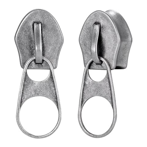 ERKUOO 2PCS Zipper Ear Gauges Fashion Ear Tunnels Plugs Flesh Stretchers Piercing Earrings Expander Earrings Body Jewelry 0g-1"(8mm-25mm), 5/8"=16mm, Metal, sandstone Cover