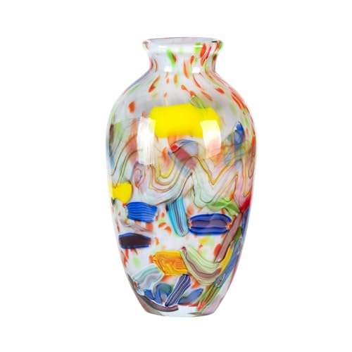 Colored Glass Flower Vase, Beautiful Hand Blown Decorative Vase, Modern Art Decorative for Home Living Room, Office, Table Centerpieces, Bookshelves and Wedding Decorations （JG60）