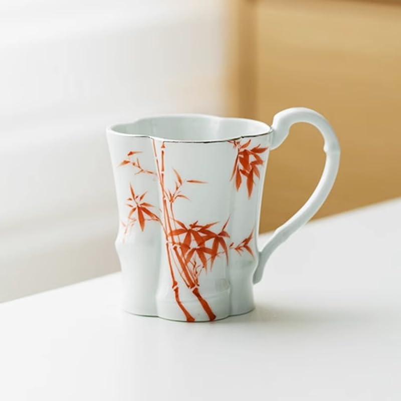 Tea Cup with Handle Ceramic Mug Coffee Cup-Brown