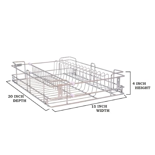 Image of BLOO BASKET 202modular kitchen accessories cabinet, 6-Piece Utensil Organizer, Stainless Steel, Silver (15 Inch Width * 20 Inch Depth, WITHOUT CHANNEL)