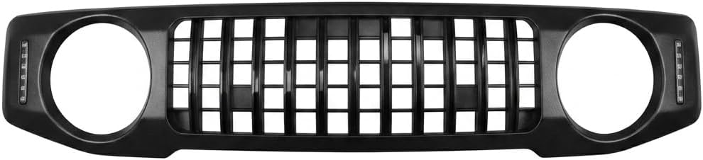 Front Grille with Turn Signal Light, Large Grill Grid for Jimny JB74 3Door/5Door 2019-2026, ABS Front Face Hood Cover Modification Accessories Decoration, JMN142 JMN142-black