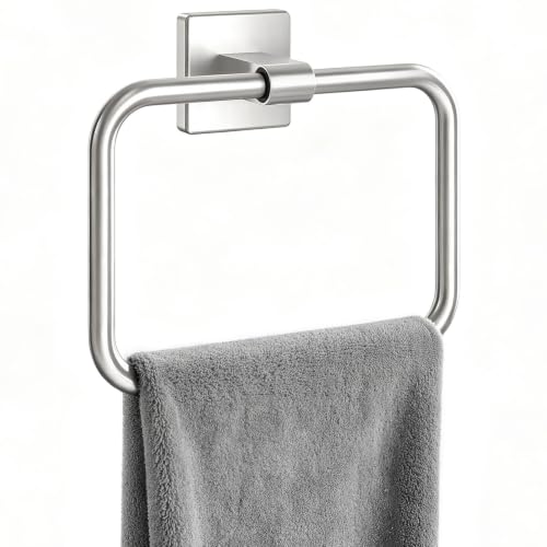 Jesginboo Hand Towel Holder, Rectangular Towel Ring, Brushed Nickel by Jesginboo - Used condition - US$10.20
