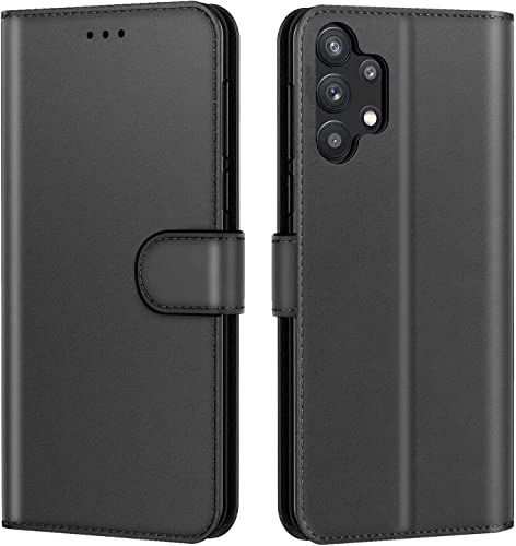 New&Teck Coque pour Samsung Galaxy A13 4G, Housse Etui Portefeuille Cuir Multifonction, Fermeture Magnétique à Clapet Anti-Choc Noir