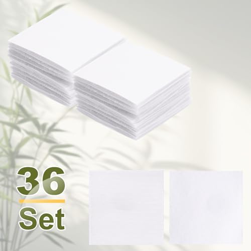 Image of HARFINGTON 36set Hook and Loop Strips with Adhesive 2 inchx2 inch Double Sided Hook and Loop Tape Nylon Self Sticky Fastener for Home Office Car, White