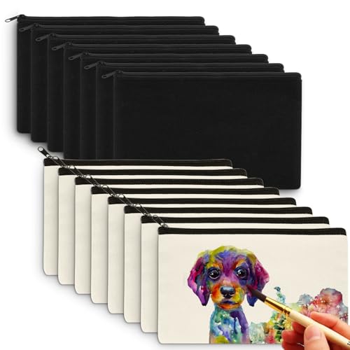 Aibeli Bolsa Tela Pequeña Cremallera, Neceser Pequeño, Estuche para Lapices, Estuche Tela, Se Puede Utilizar para Graffiti, Impresión y Teñido, etc (15, Mixto)