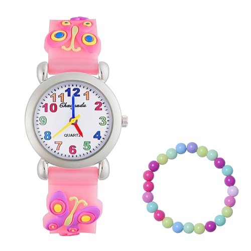 MUXIJIA Kinder Uhren für Mädchen ab 3-10 Jahre, Analog Quarz Jungen und Mädchen Armbanduhr, 3D Cartoon Mädchenuhr Silikon Uhrenarmband Kinderuhr