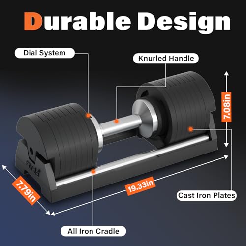 Image of SNODE AD80 Drop Proof 80 lbs Adjustable Dumbbell Set -Exhaustion Training Weights Adjustable Dumbbells with Cast Iron Plates and Cradle, Knurled Handle, Fast Adjust, Compact Home Gym Equipment for Bench & Press