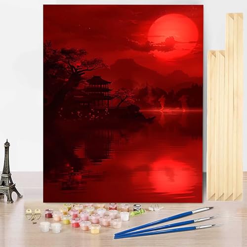 Paint by Numbers for Adults with Frame ���{ �������G 30x40 cm, ��l ��h�� DIY�G�f�W�^�����G ���i �i���o�[�y�C���g ���S�҂Ƒ�l - �K�p�Ώ� �C���e���A �Ǐ��� �z�[���f�R���[�V���� -j2503