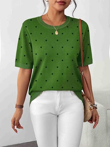 Zeagoo Womens Summer Tops Dressy Casual Short Sleeve Sweaters Crew Neck Lightweight Knit Tops Loose Blouse Basic Shirts4