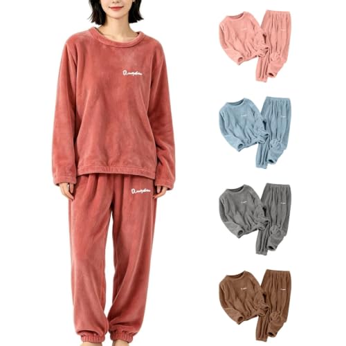 Fleece Lounge Sets for Women Fleece Pjs Sets Cozy Warm Loungewear Red 2XL - image 1