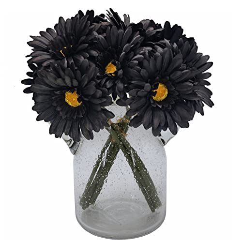 TOPIA Artificial African Daisies Flowers African Daisy Silk Flowers Artificial Gerbera Daisies Pack of 10 (Black) by TOPIA - Used condition - US$9.56