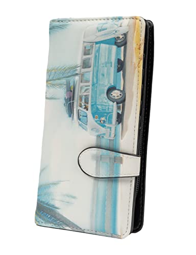 Shag Wear Women's Premium Vegan Clutch Cardholder Zipper Wallet Purse with Pretty Surfin USA