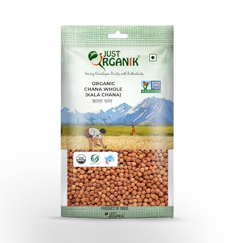 Image of Just Organik Chana Whole (Kala Chana) 1 Kg, certified Organic | black chana | rich source of protein | unpolished and gluten free | godhuma chana