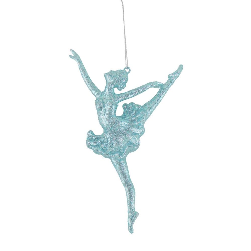 Davies Blue 16Cm Ballerina Christmas Tree Hanging Glitter Decoration - Ice