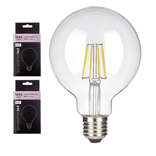 Preisvergleich Produktbild generationled LED Filament GLOBE 95 E27 8W 2700K 2er Pack