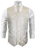 Paul Malone Hochzeitsweste Set 5tlg Elfenbein Ivory Paisley - Hochzeit Anzug Herren Weste - Gr. 52 M