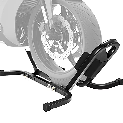 Vevor Motorcycle Front Tire Chock, 1200 Lbs Heavy Duty Wheel Stand, Black Motorbike Front Chock For 17"-21" Wheels, High-Grade Steel Trailer Stand, With Stable Square Tube & Adjustable Holes #TOP16