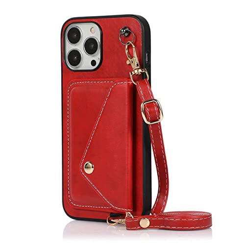 Porte-cartes pour iPhone avec cordon bandoulière rouge idéal pour vos sorties mains libres