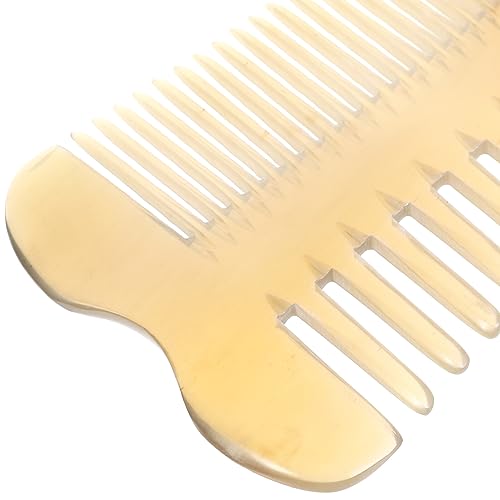 Foto von Lurrose OX Hornkamm Handgefertigt Doppelseitig Breite Zahn Taschenhorn Kamm Antistatische Massage Kamm Haarpflege Kamm für Männer Frauen Erwachsene
