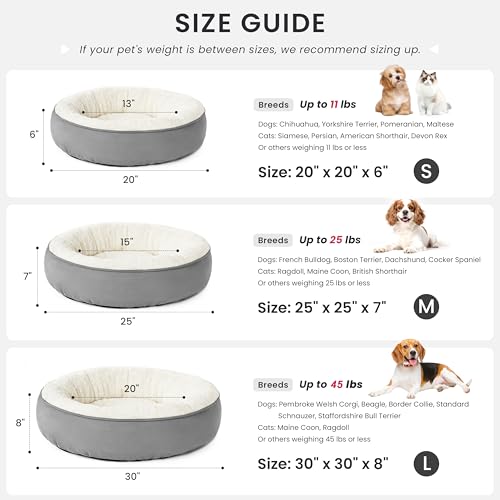 Love's cabin Round Donut Cat and Dog Cushion Bed, 20in Bed for Cats or Small Dogs, Anti-Slip & Water-Resistant Bottom, Super Soft Durable Fabric Pet Beds, Washable Luxury Cat & Dog Bed Gray by Love's cabin - Image 3