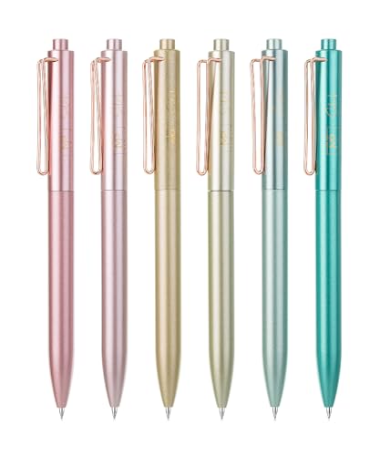 Mr. Pen- Retractable Gel Pens, 6 Pack, Black Ink, Metallic Morandi Barrels