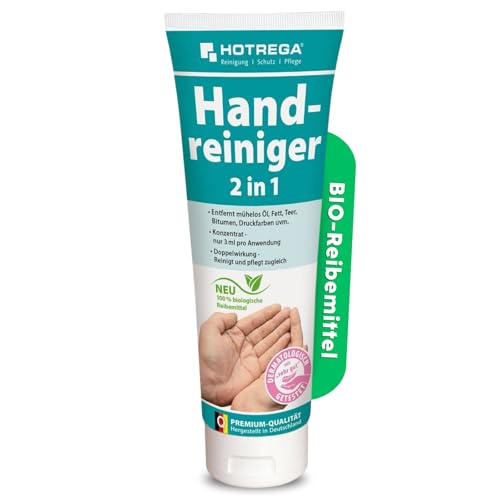 HOTREGA Handreiniger 2in1 250ml Tube | Profi Handwaschpaste mit Rückfettung, hautschonend ohne Mikroplastik | ideal für Werkstatt und Haushalt