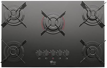 FISCHER COOKTOP À GÁS 5 BOCAS FIT LINE MESA VIDRO PRETO BIVOLT - ...