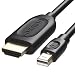 Mini DisplayPort to HDMI (10 FT), Fosmon Mini DP [Thunderbolt Port Compatible] to HDMI Cable Adapter For Surface Pro, MacBook Pro, iMac, Mac Mini - Gold Plated (Black)